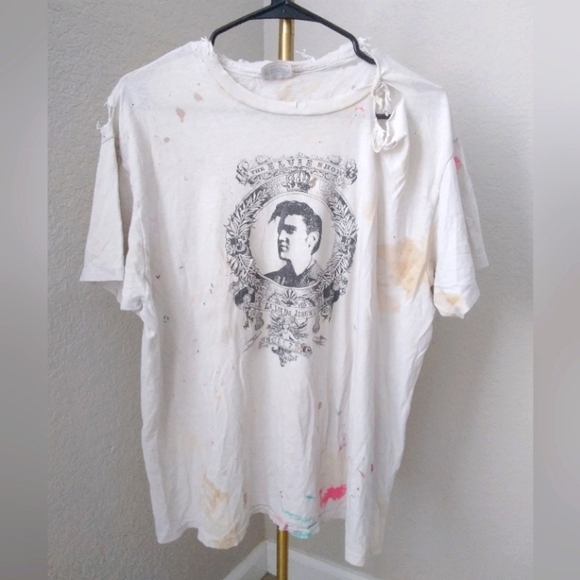 Hanes Tops - Vintage Graphic Tee 80s Elvis La Luz Hollywood Art Gallery Thrashed XL